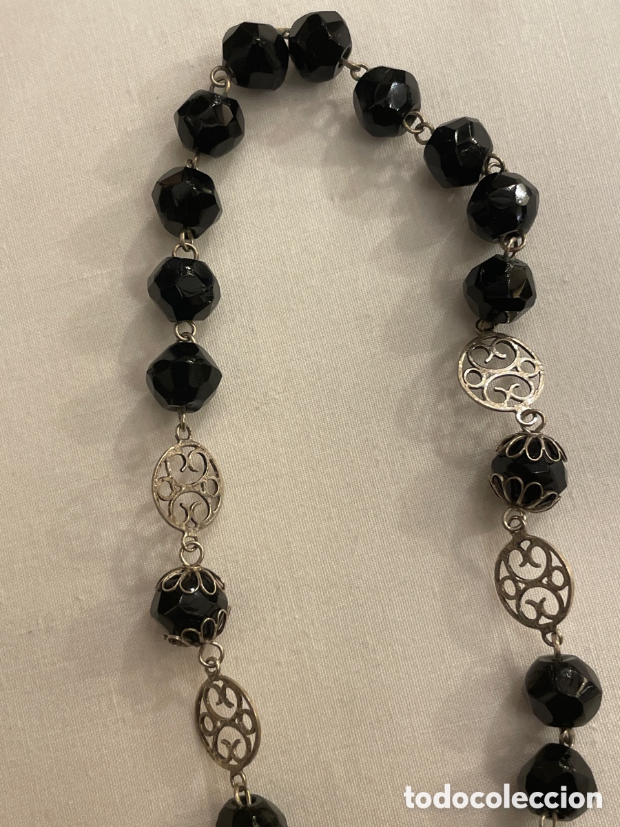 Antig&uuml;edades: Rosario de azabache y plata. S.XIX. - Foto 2
