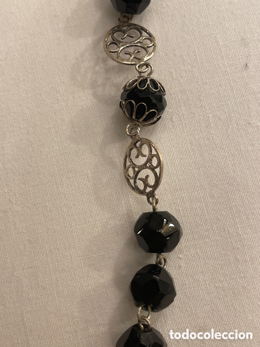 Antig&uuml;edades: Rosario de azabache y plata. S.XIX. - Foto 3