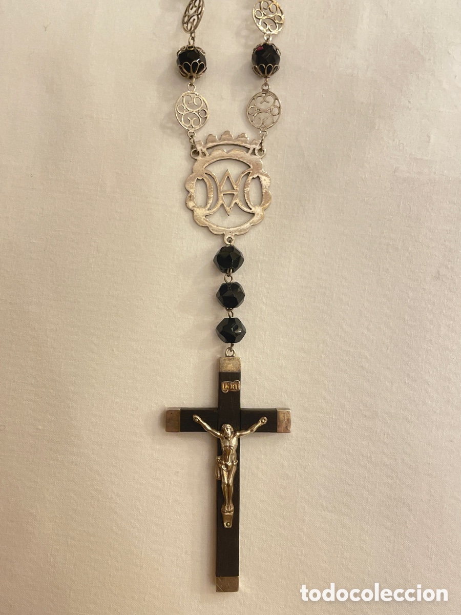 Antig&uuml;edades: Rosario de azabache y plata. S.XIX. - Foto 4