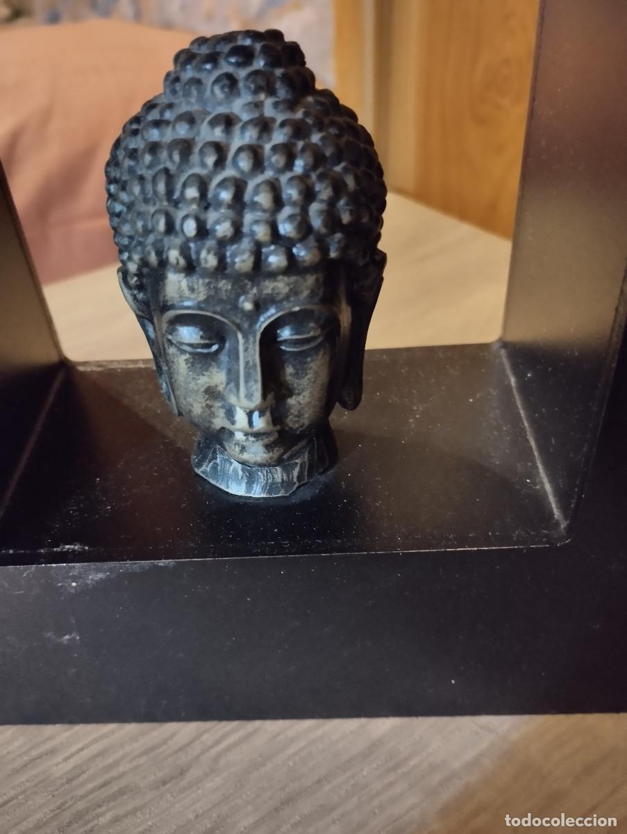 Antig&uuml;edades: portavelas con cabeza de buda y dos velas - Foto 3