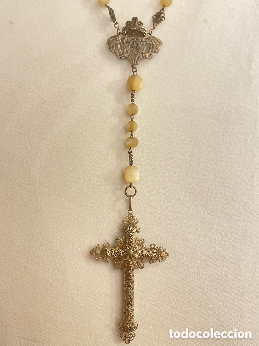 Antig&uuml;edades: Rosario de n&aacute;car y plata.S.XIX - Foto 5
