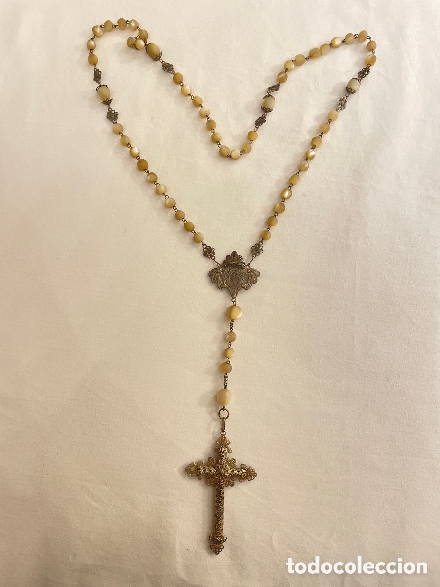 Antig&uuml;edades: Rosario de n&aacute;car y plata.S.XIX - Foto 1