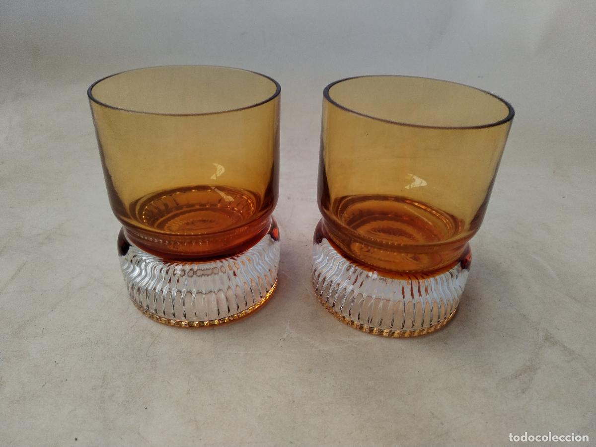 Antig&uuml;edades: 2 vasos whiskey color ambar - Foto 4
