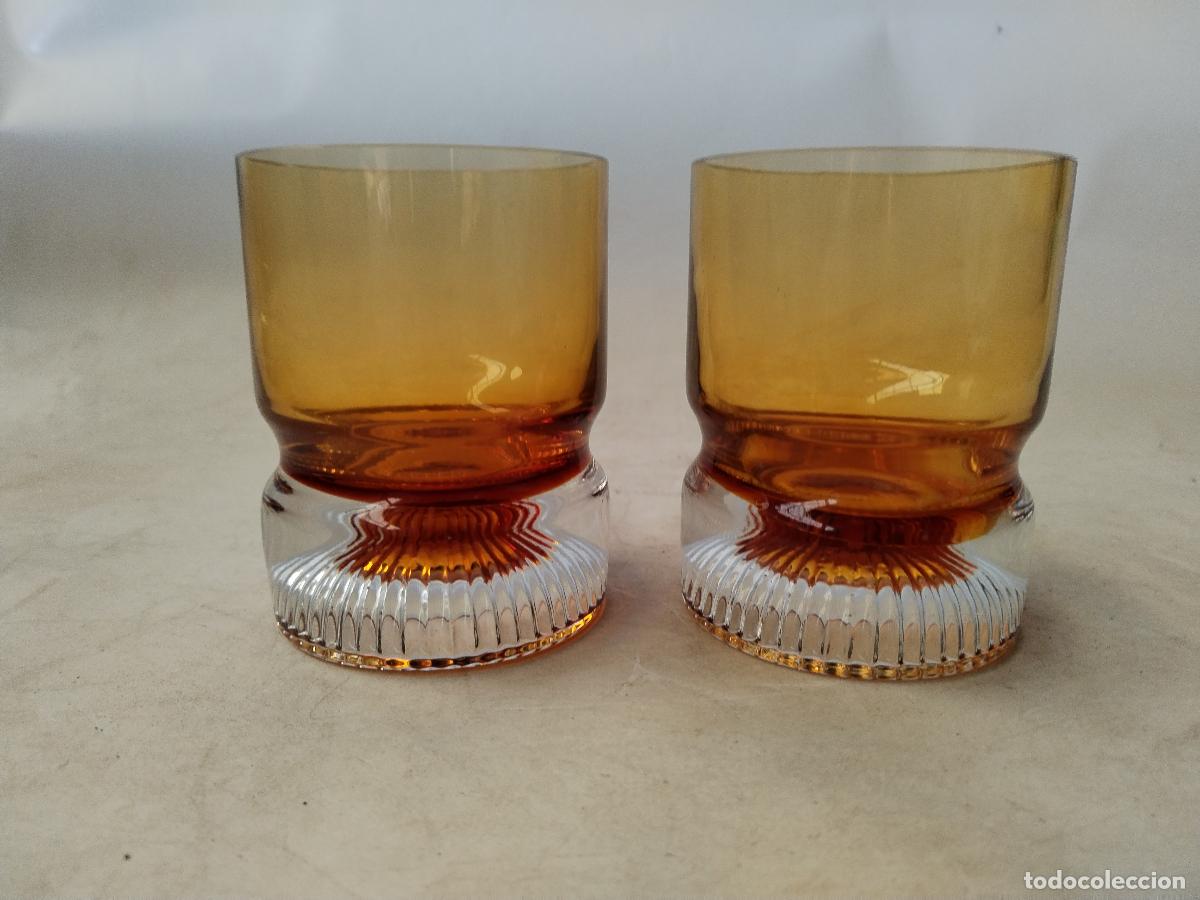 Antig&uuml;edades: 2 vasos whiskey color ambar - Foto 8