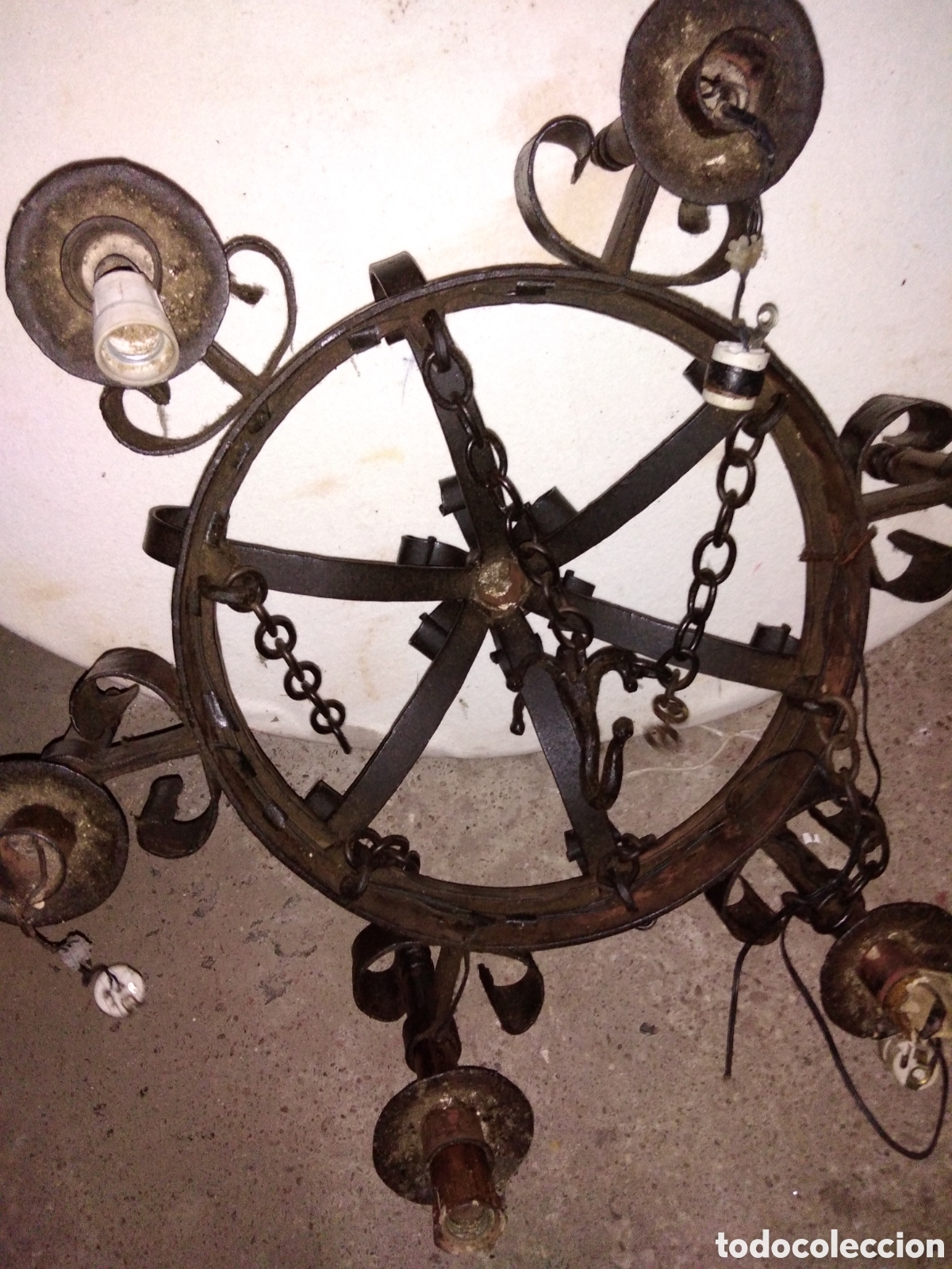 Antig&uuml;edades: LAMPARA DE FORJA CON 6 PUNTOS DE LUZ - Foto 14