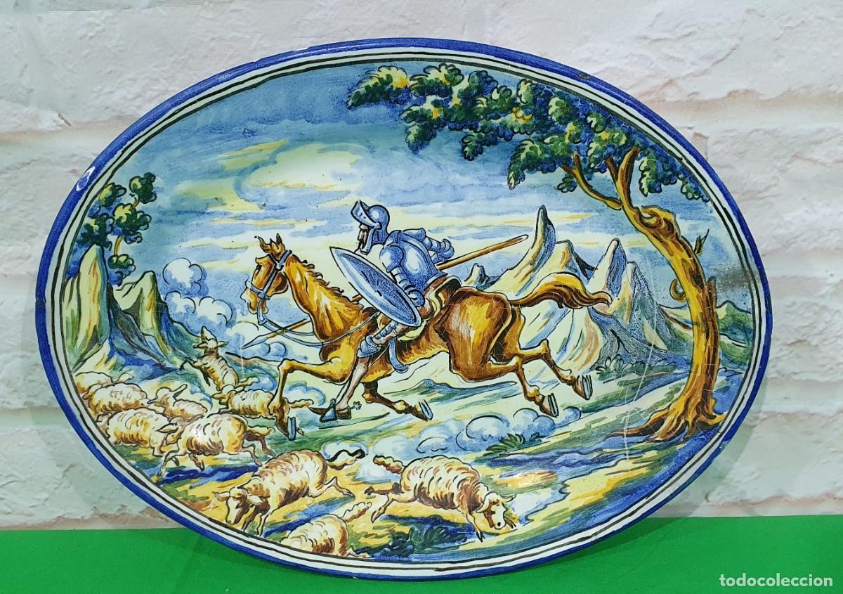 Antig&uuml;edades: Antiguo plato de Talavera 35 cm - Foto 4