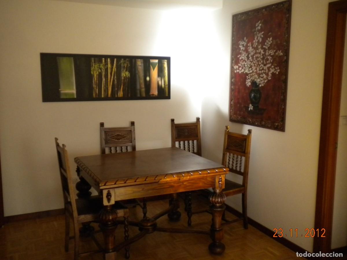 Antig&uuml;edades: mesa y 3 sillas de comedor - Foto 2