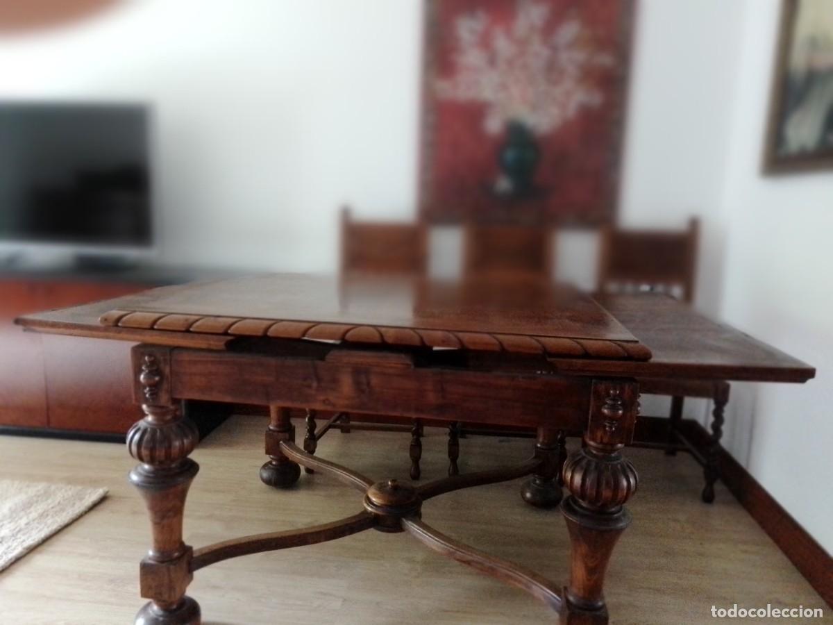 Antig&uuml;edades: mesa y 3 sillas de comedor - Foto 4