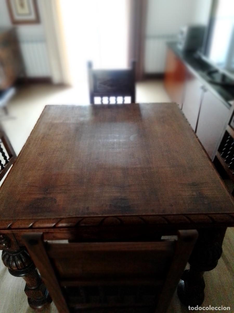 Antig&uuml;edades: mesa y 3 sillas de comedor - Foto 5