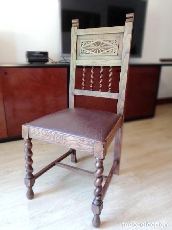 Antig&uuml;edades: mesa y 3 sillas de comedor - Foto 7