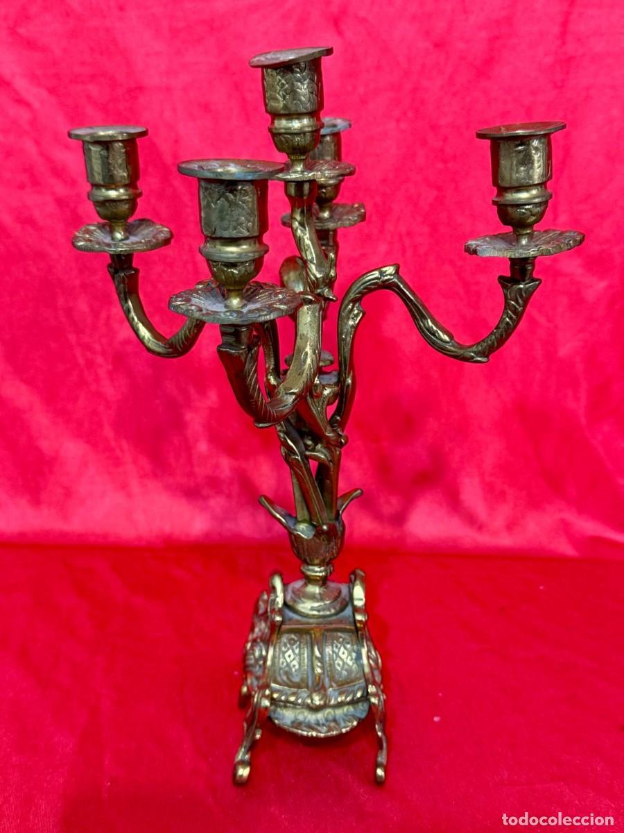 Antig&uuml;edades: Antiguo candelabro de bronce - Foto 2