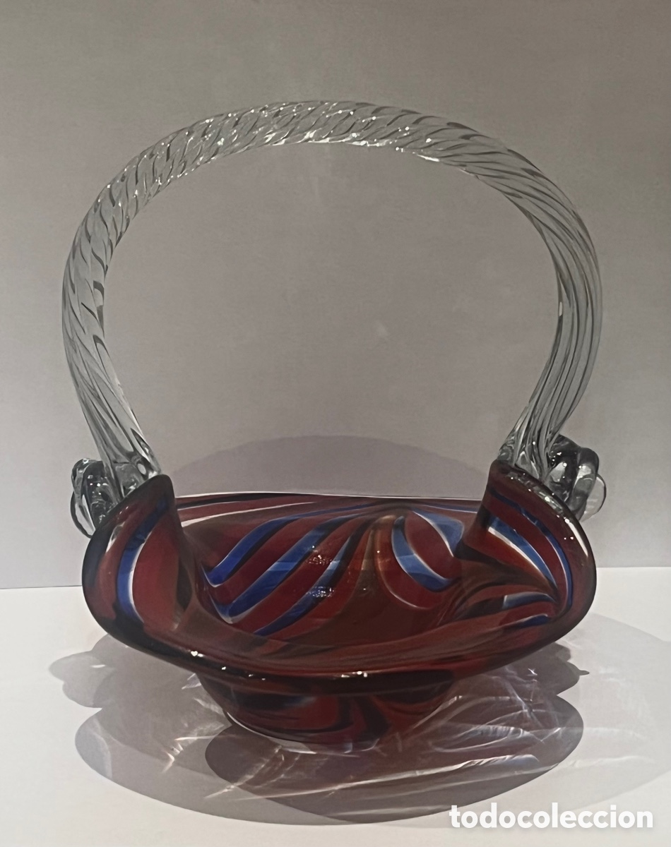 Antig&uuml;edades: CESTA EN CRISTAL DE MURANO. 18 CM - Foto 2