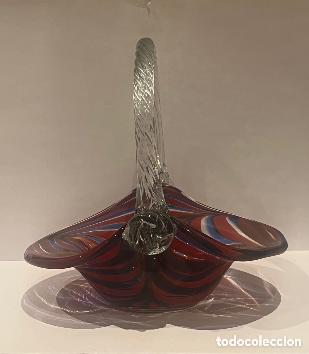 Antig&uuml;edades: CESTA EN CRISTAL DE MURANO. 18 CM - Foto 1