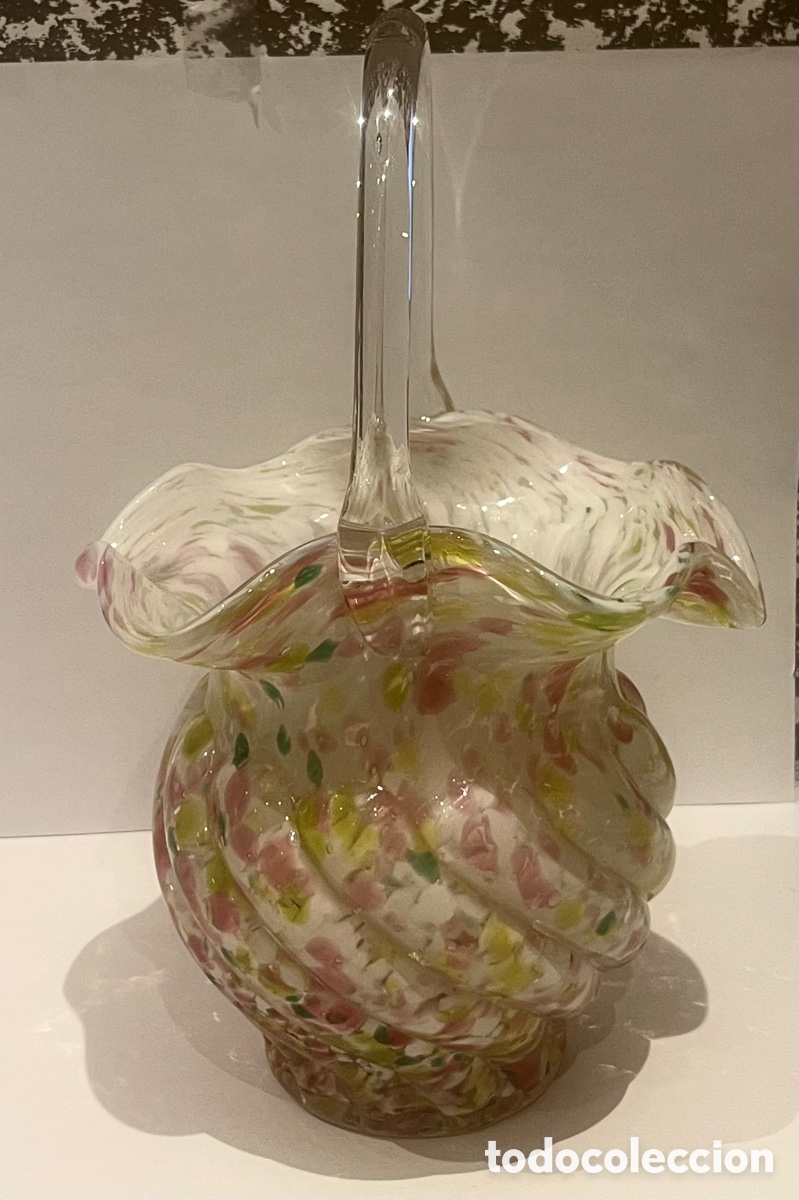 Antig&uuml;edades: GRAN CESTA DE CRISTAL CATAL&Aacute;N - 23 CM - Foto 1