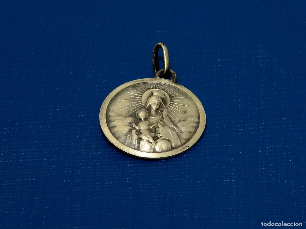 Antig&uuml;edades: MEDALLA DE PLATA CORAZ&Oacute;N DE JES&Uacute;S Y MAR&Iacute;A - Foto 1