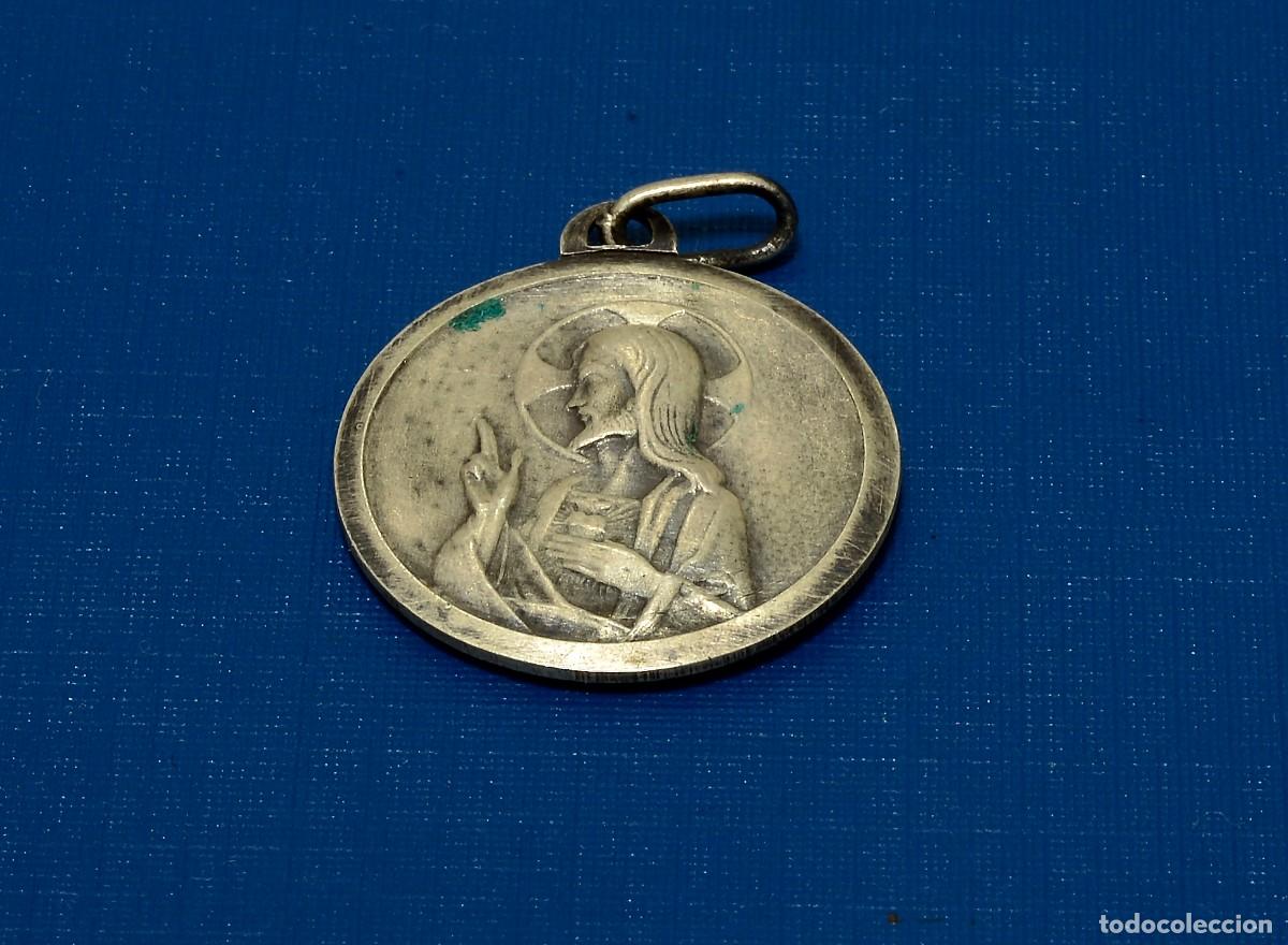 Antig&uuml;edades: MEDALLA DE PLATA CORAZ&Oacute;N DE JES&Uacute;S Y MAR&Iacute;A - Foto 2