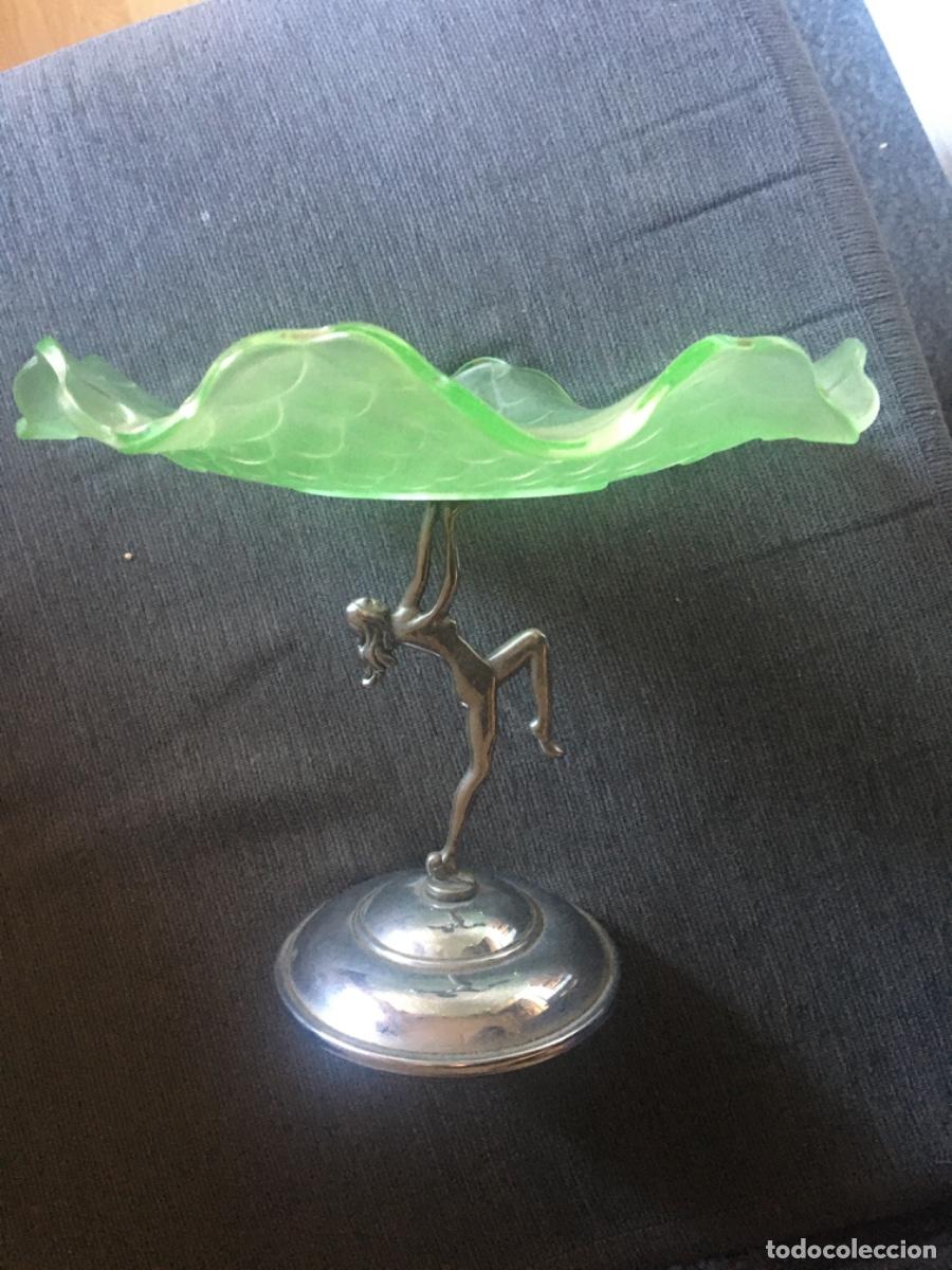 Antig&uuml;edades: Soliflor violetero centro cristal art deco - Foto 3
