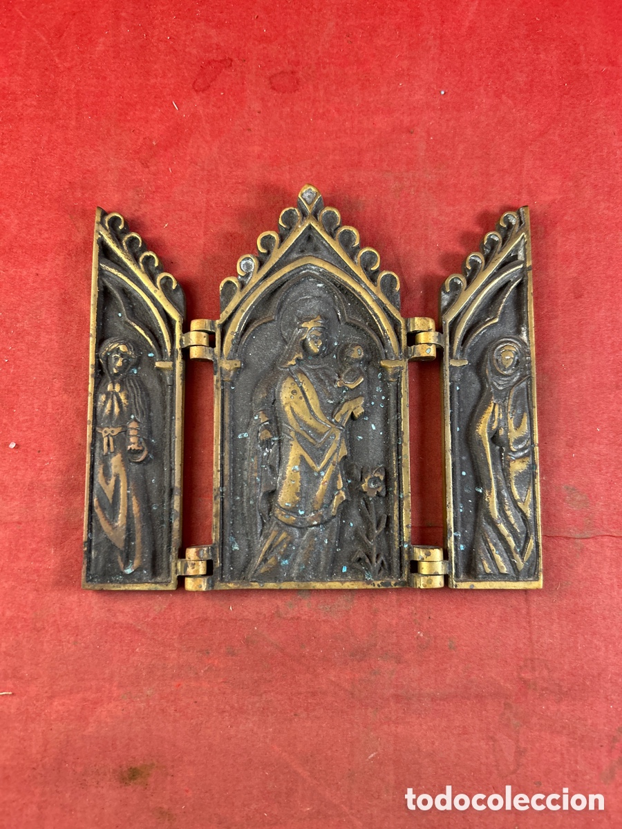 Antig&uuml;edades: ANTIGUO TR&Iacute;PTICO RELIGIOSO BRONCE - Foto 2