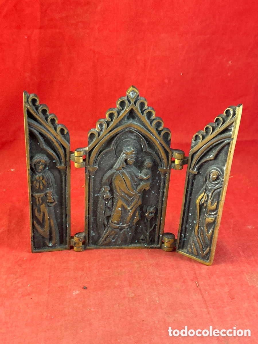 Antig&uuml;edades: ANTIGUO TR&Iacute;PTICO RELIGIOSO BRONCE - Foto 1