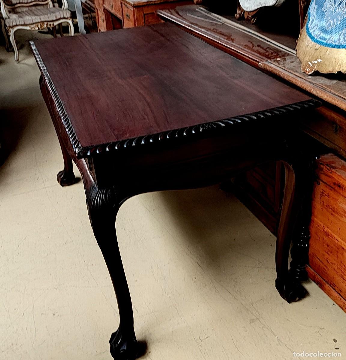 Antig&uuml;edades: Mesa escritorio estilo chipendale en madera de nogal - Foto 5