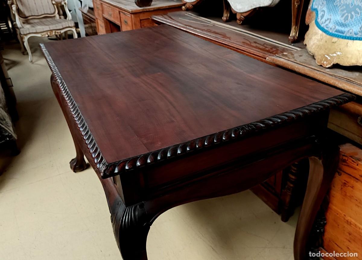 Antig&uuml;edades: Mesa escritorio estilo chipendale en madera de nogal - Foto 8