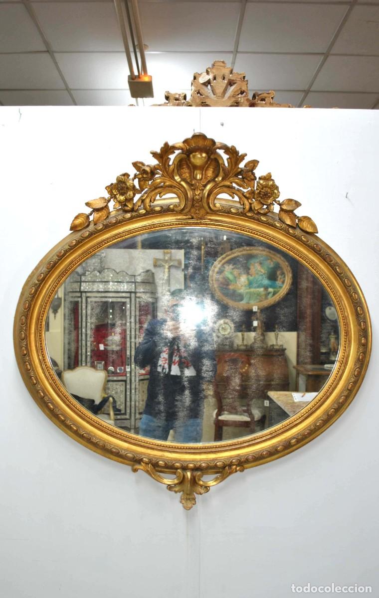 Antig&uuml;edades: ESPEJO OVALADO ESTILO ISABELINO ORO - Foto 1