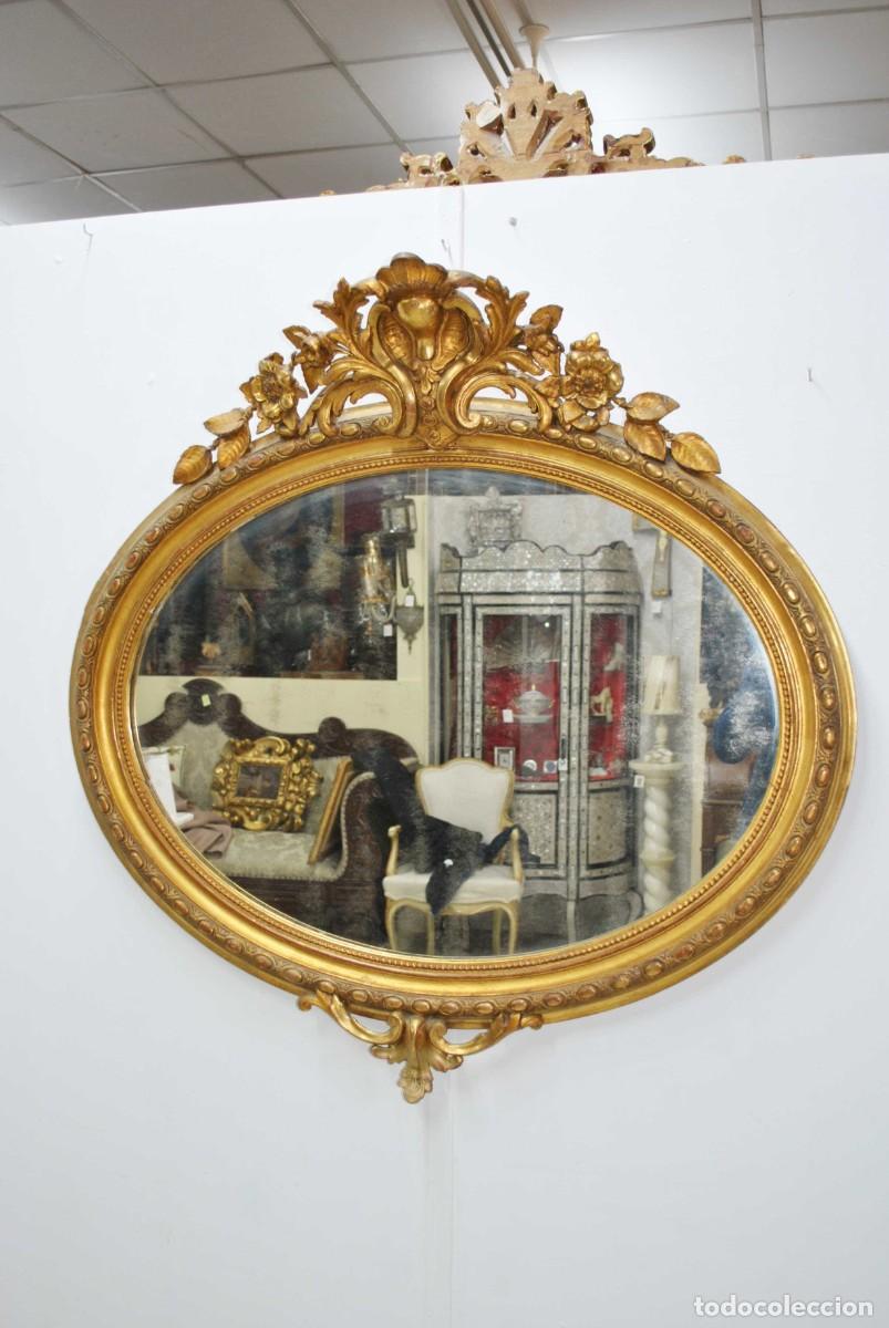 Antig&uuml;edades: ESPEJO OVALADO ESTILO ISABELINO ORO - Foto 3