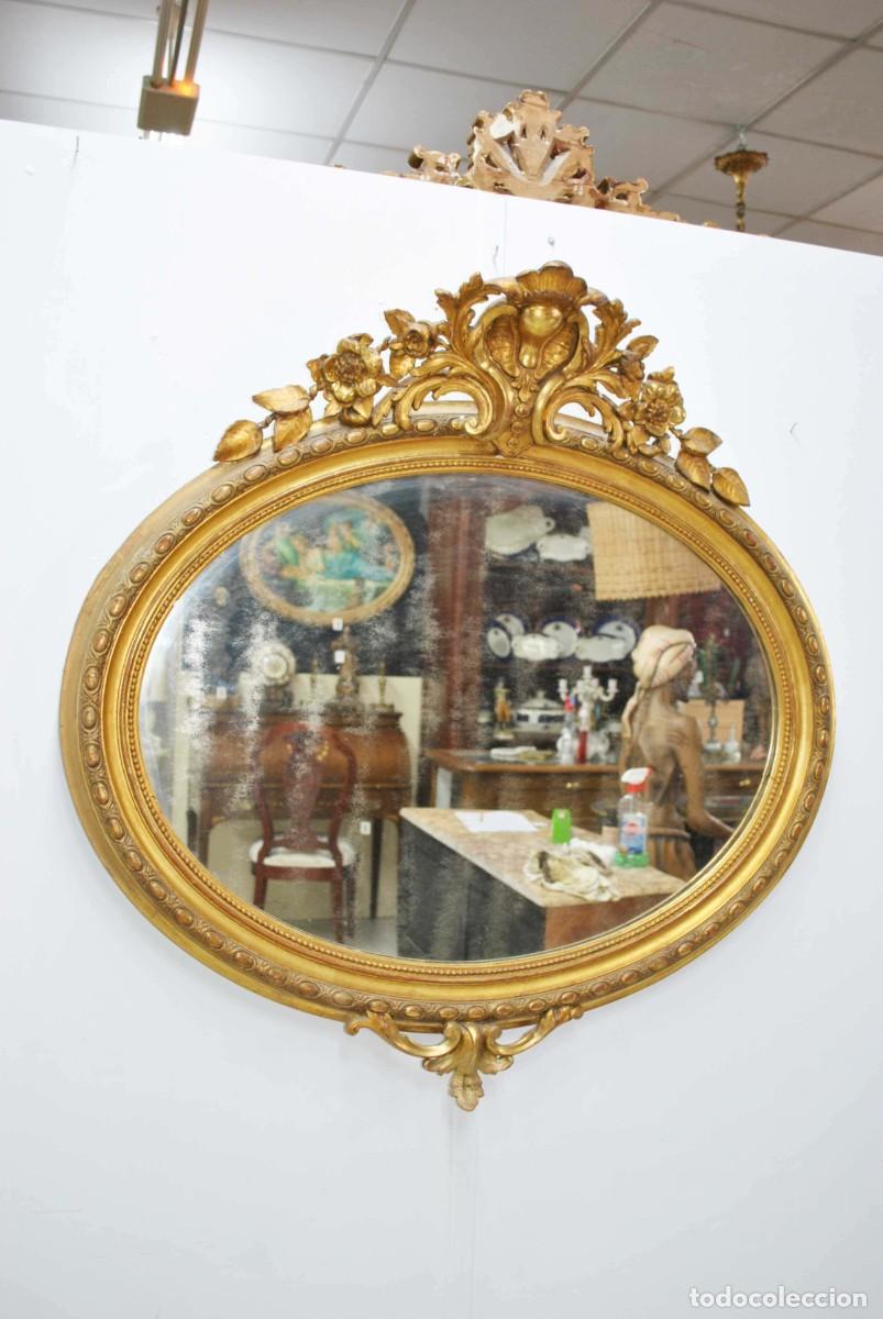 Antig&uuml;edades: ESPEJO OVALADO ESTILO ISABELINO ORO - Foto 4