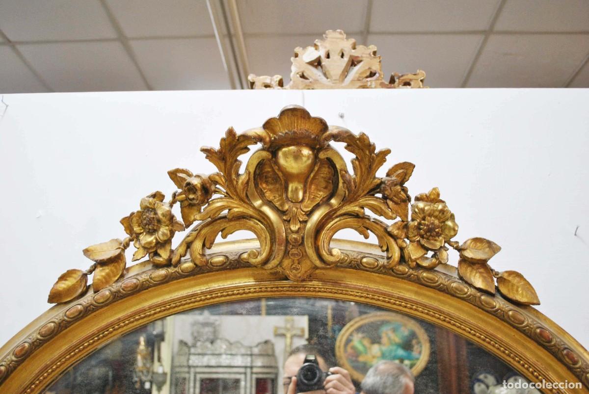 Antig&uuml;edades: ESPEJO OVALADO ESTILO ISABELINO ORO - Foto 5