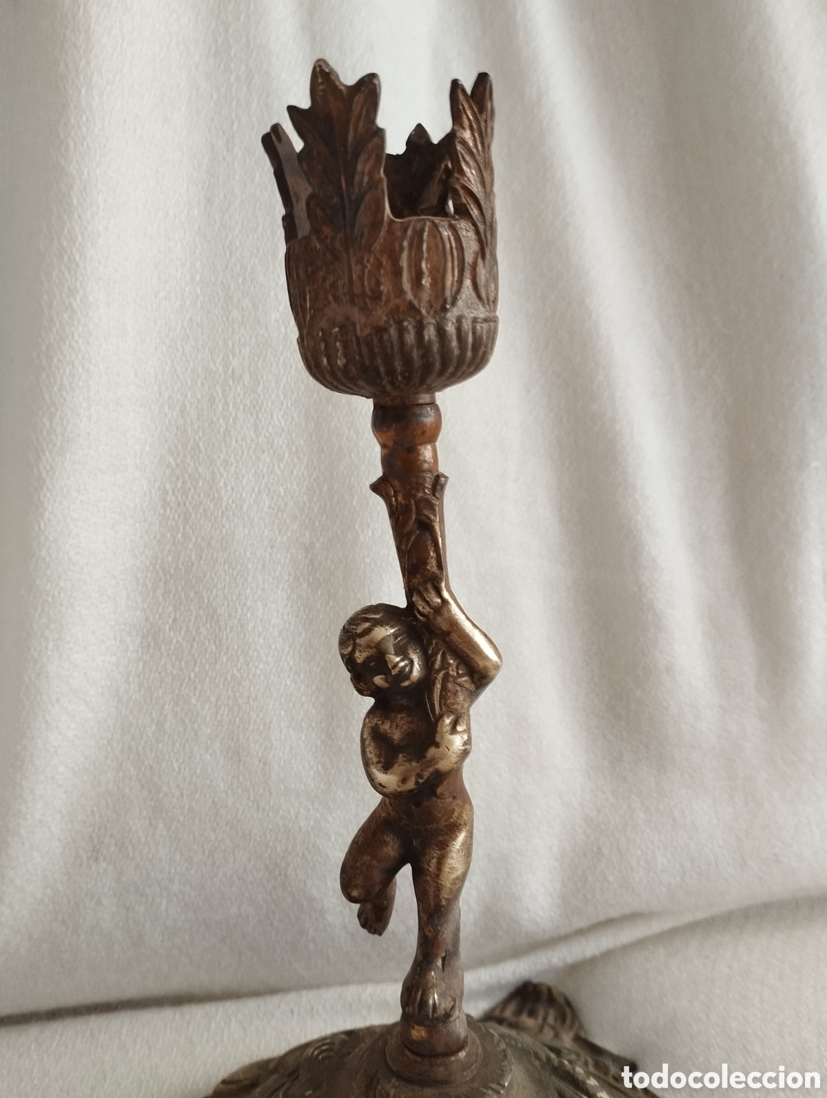 Antig&uuml;edades: Antiguo Candelabro Bronce. - Foto 3