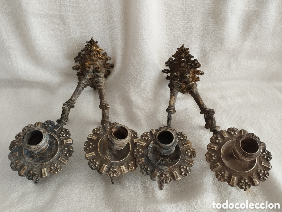 Antig&uuml;edades: Antiguos Candelabros Bronce. - Foto 1