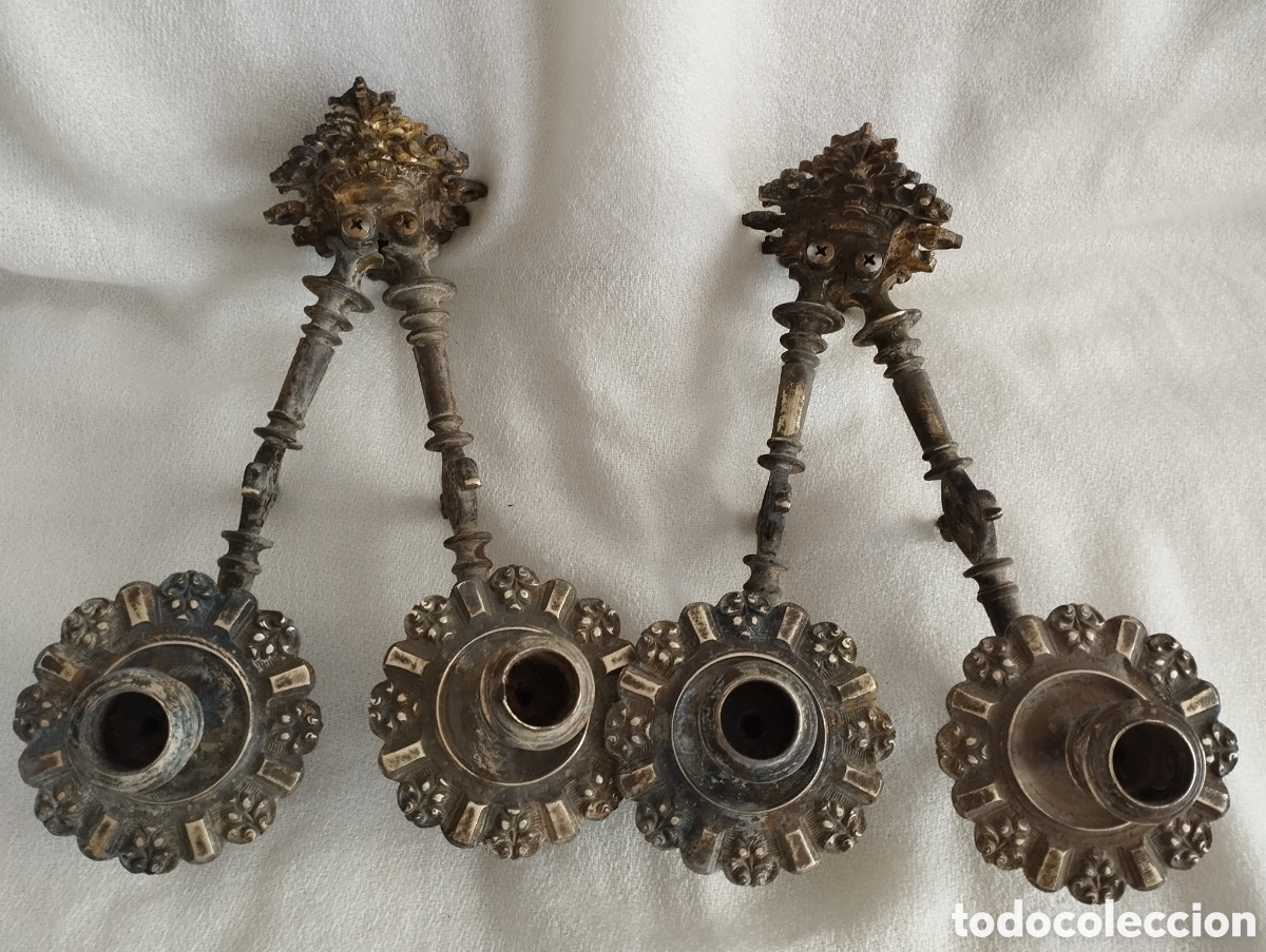 Antig&uuml;edades: Antiguos Candelabros Bronce. - Foto 3