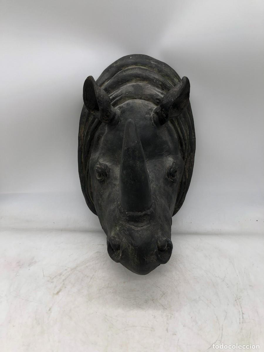 Antig&uuml;edades: decorativa cabeza de rinoceronte - Foto 1