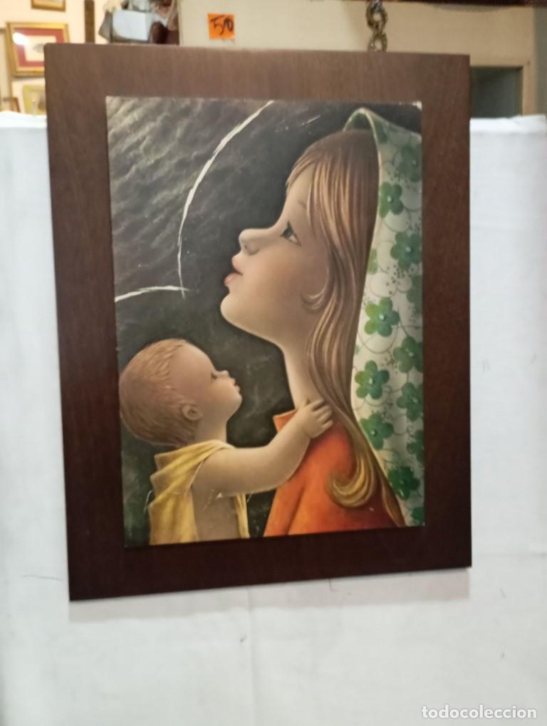 Antig&uuml;edades: cuadro lamina religiosa en tabla - Foto 2
