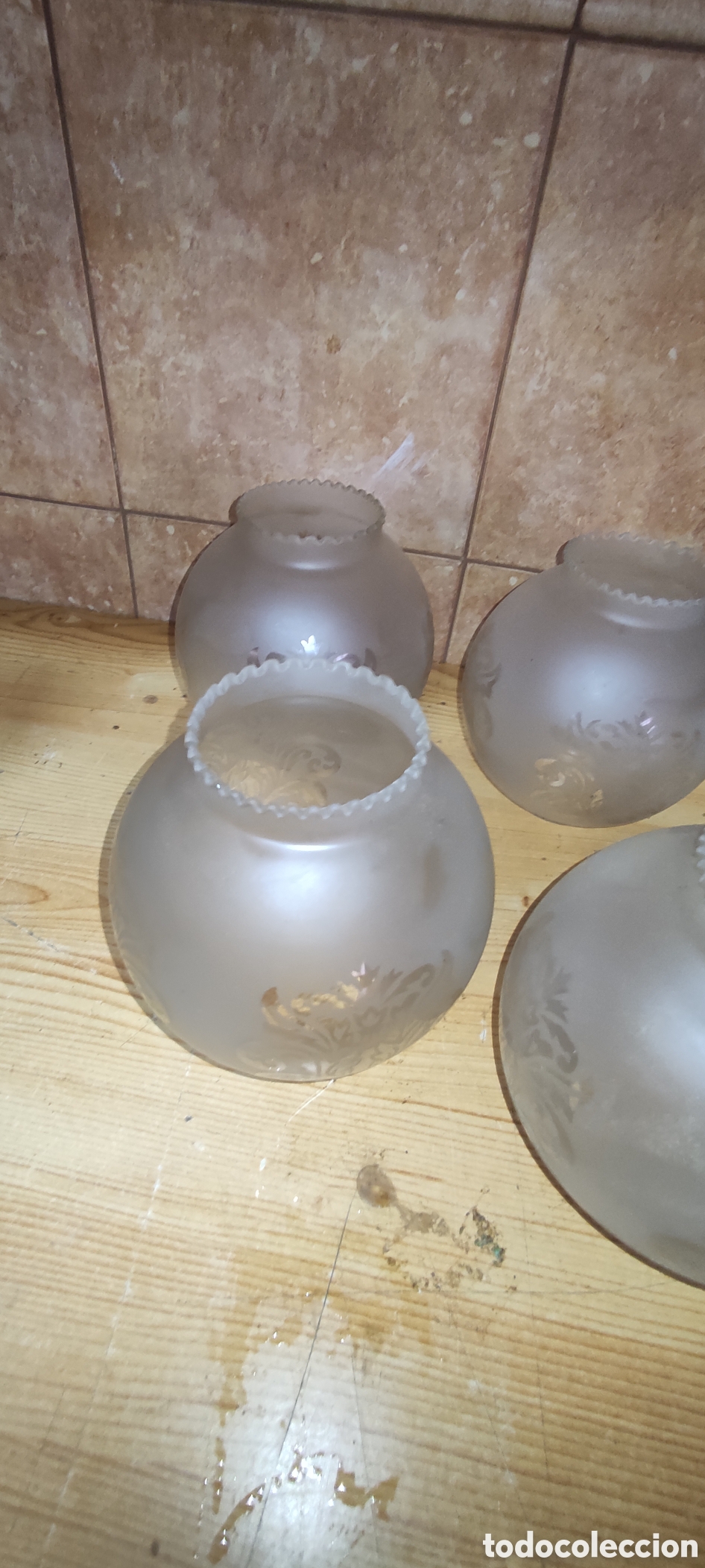 Antig&uuml;edades: Conjunto de 6 tulipas de cristal - Foto 6