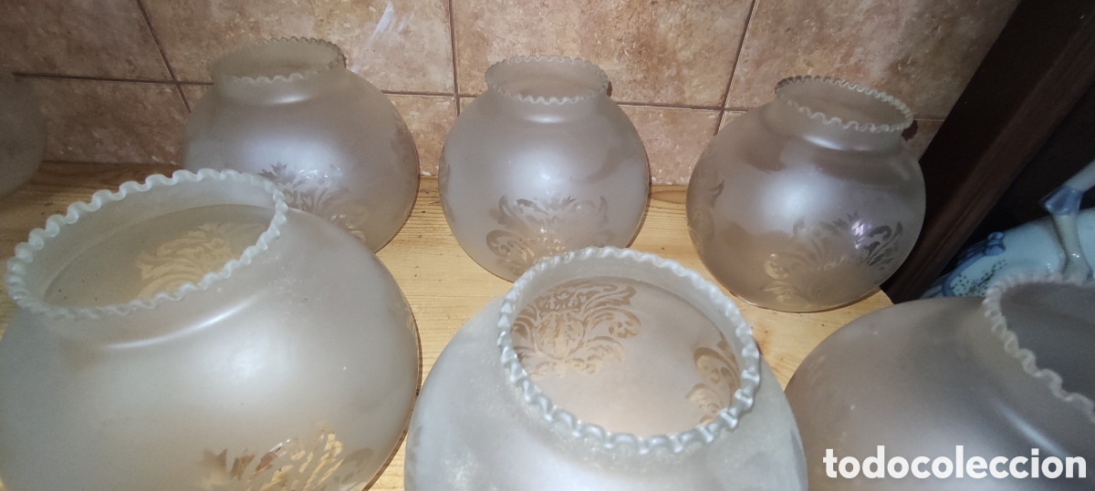 Antig&uuml;edades: Conjunto de 6 tulipas de cristal - Foto 8