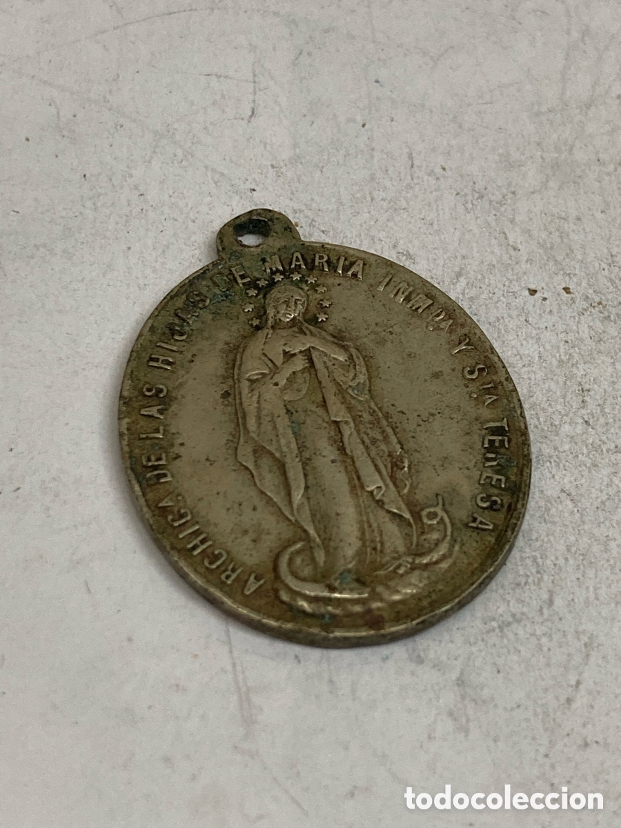 Antig&uuml;edades: Medalla de metal religiosa C228 - Foto 2
