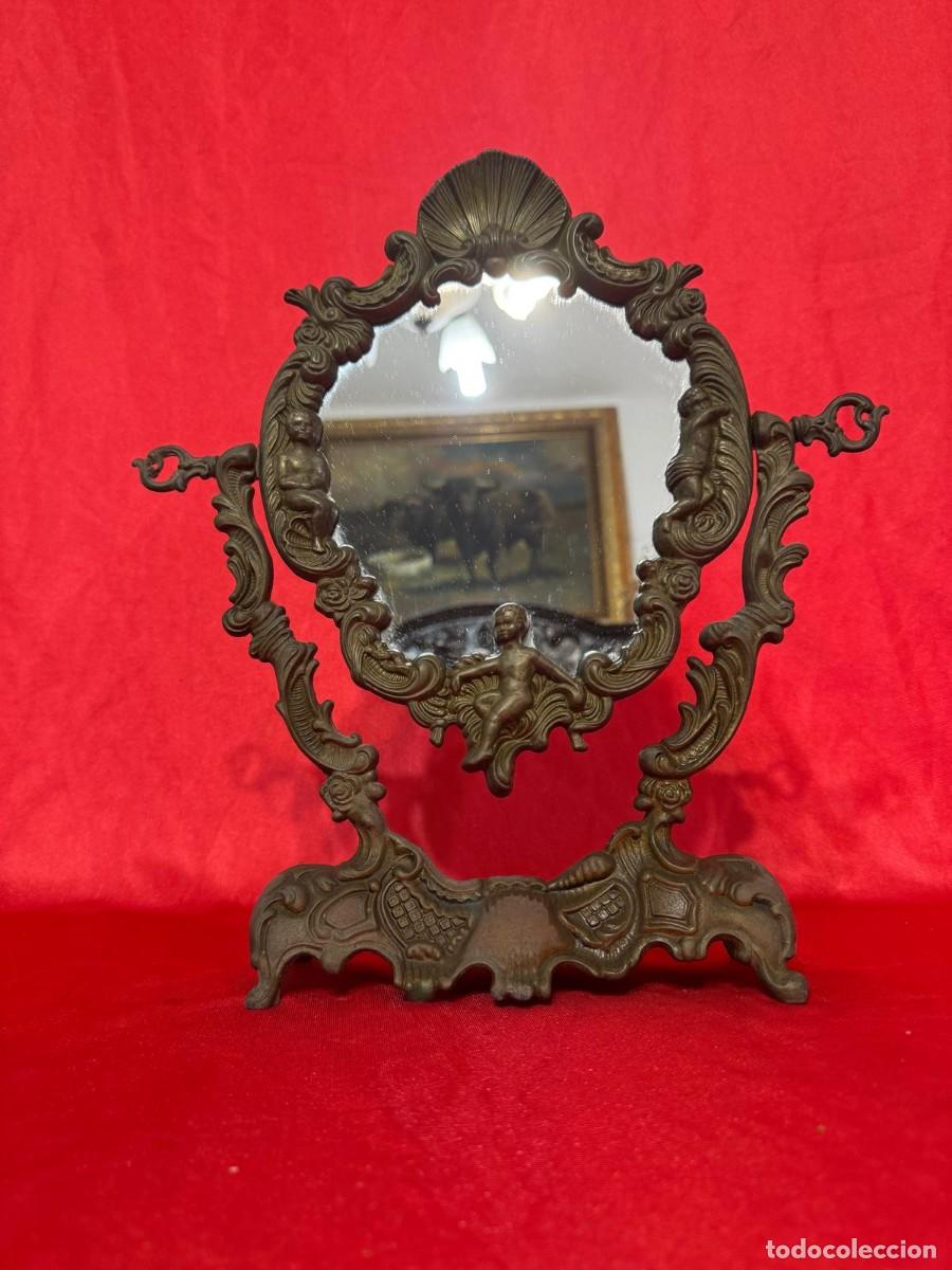 Antig&uuml;edades: Antiguo espejo de tocador en bronce - Foto 4