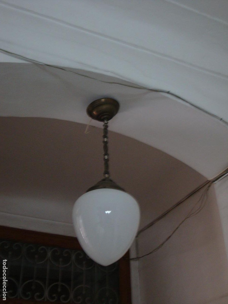 Antig&uuml;edades: lampara globo de opalina - Foto 4