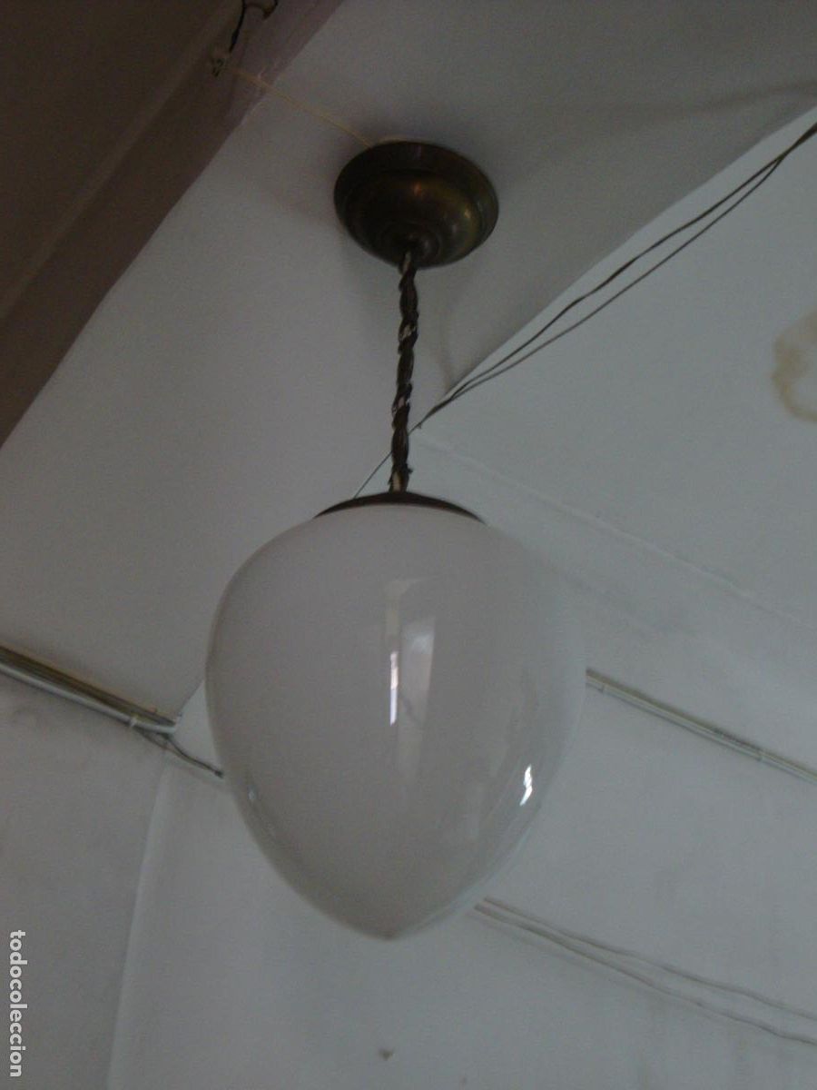 Antig&uuml;edades: lampara globo de opalina - Foto 5