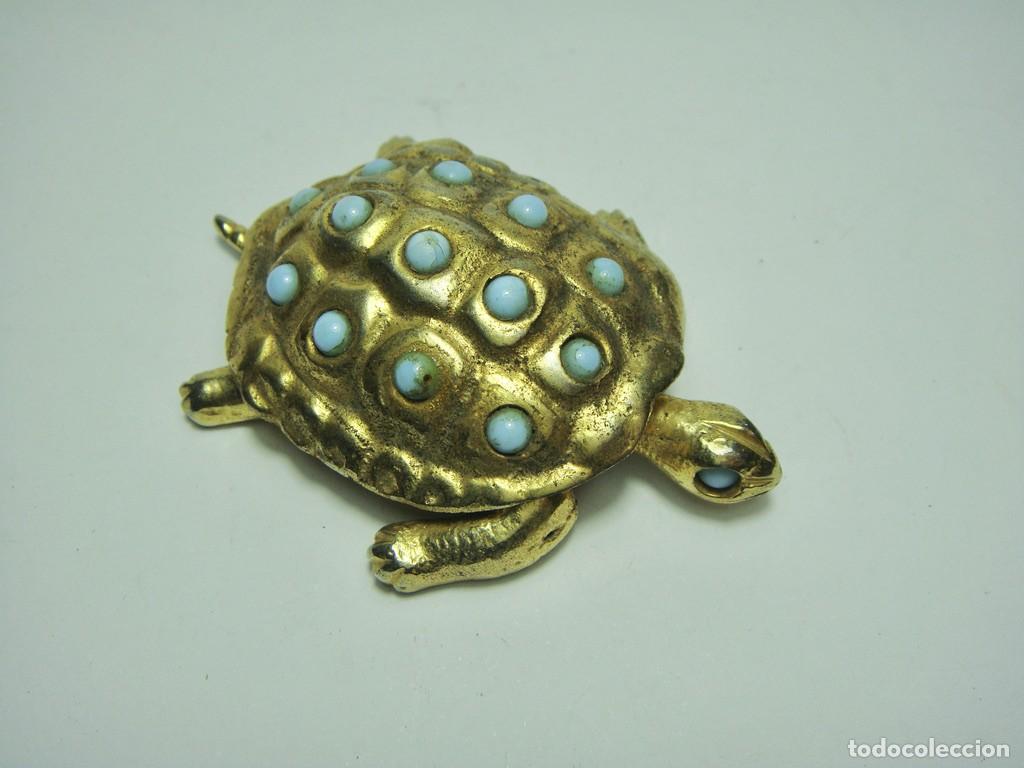 Antiquit&auml;ten: Timbre de mesa &bull; Tortuga decorativa &bull; Bronce con turquesas &bull; ca. 1890&ndash;1920