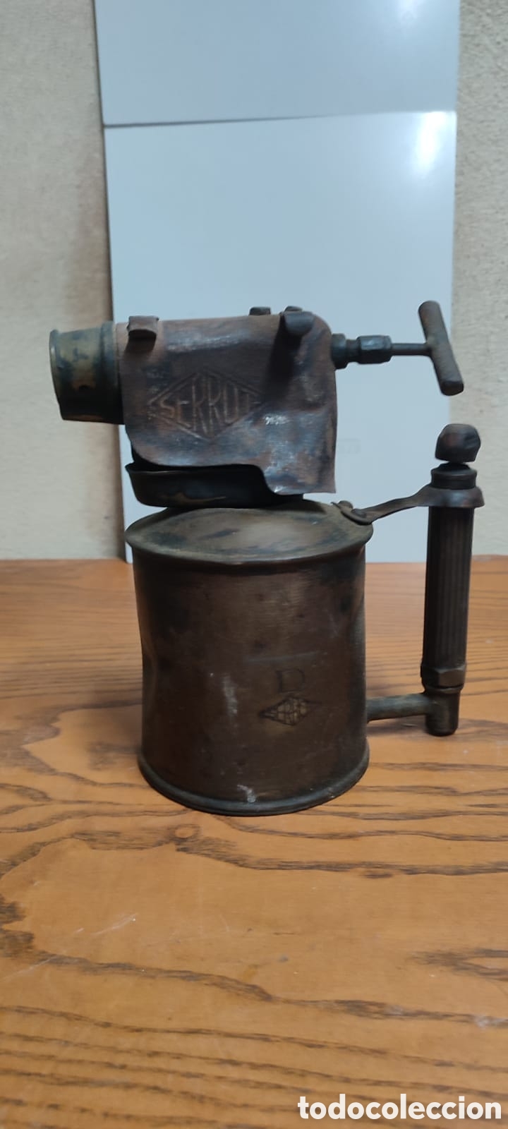 Antig&uuml;edades: Antiguo soplete de lat&oacute;n marca Serrot modelo D. - Foto 7
