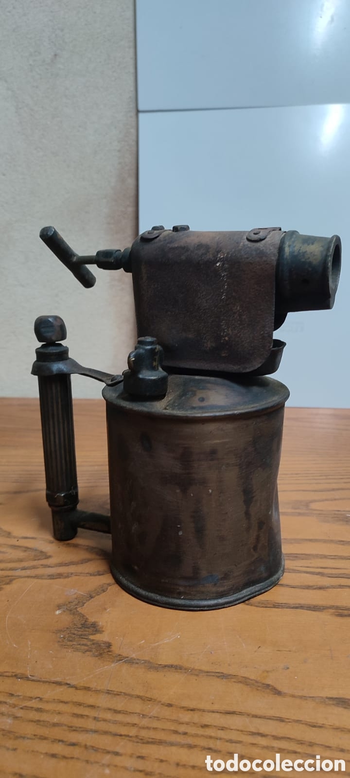 Antig&uuml;edades: Antiguo soplete de lat&oacute;n marca Serrot modelo D. - Foto 9