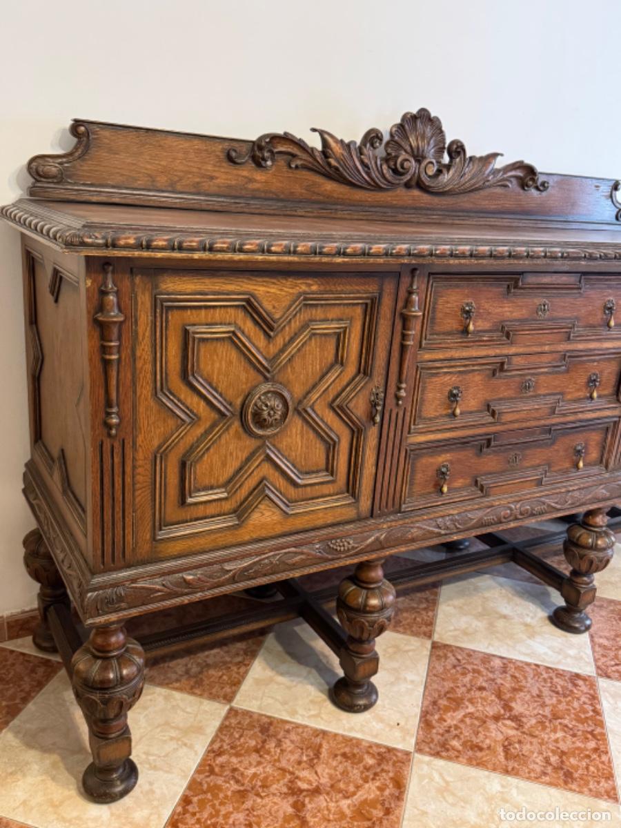 Antig&uuml;edades: ANTIGUO APARADOR DE ROBLE MACIZO - Foto 4