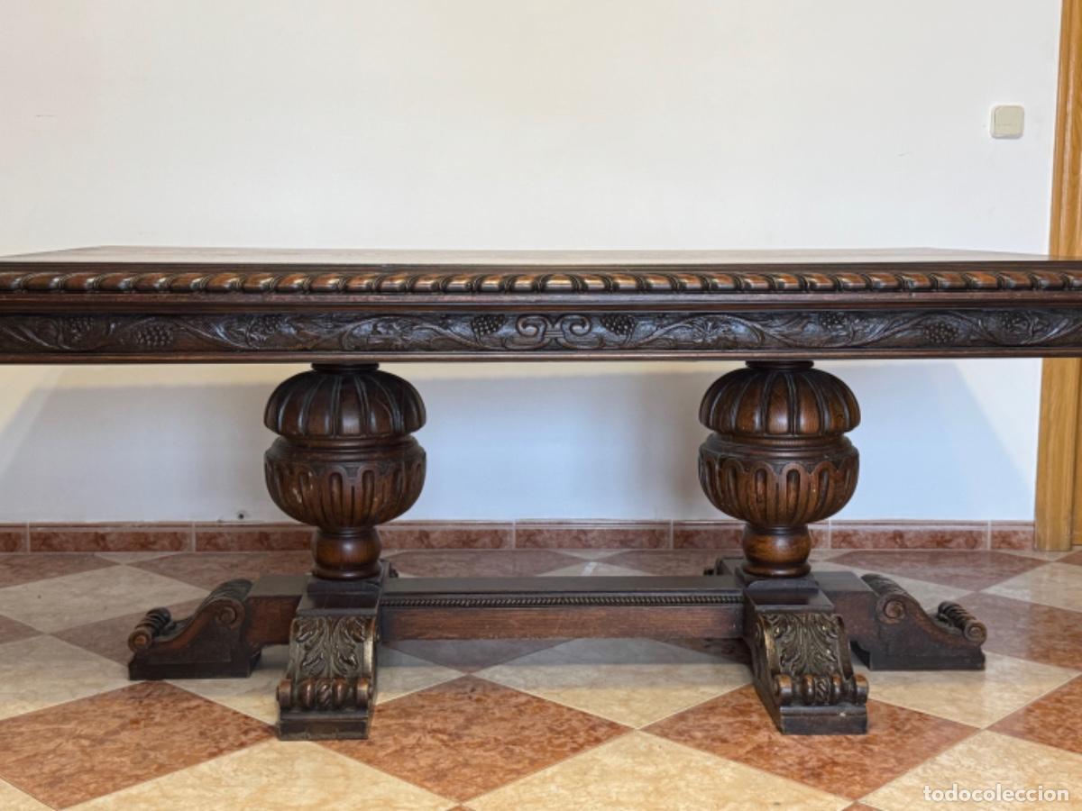 Antig&uuml;edades: ANTIGUA MESA DE COMEDOR EN ROBLE TALLADO - Foto 3