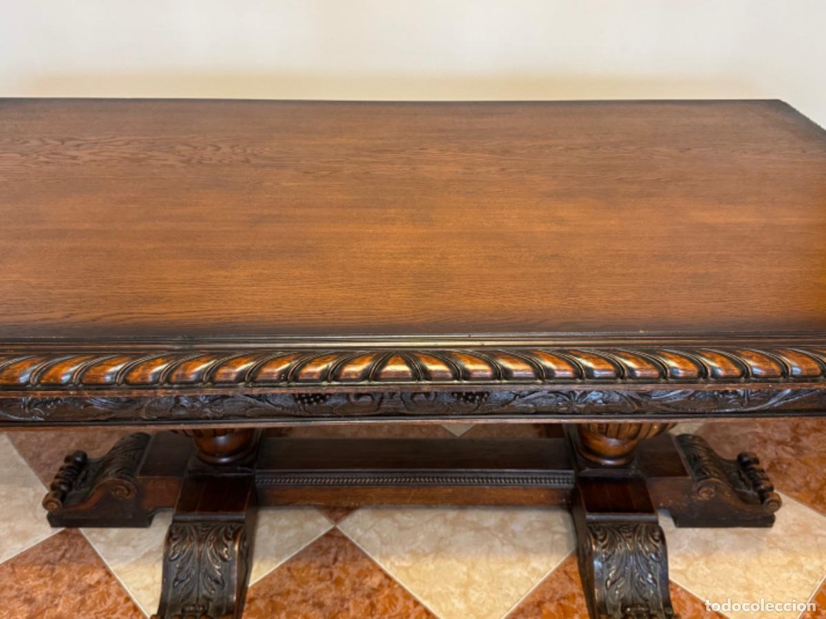 Antig&uuml;edades: ANTIGUA MESA DE COMEDOR EN ROBLE TALLADO - Foto 4