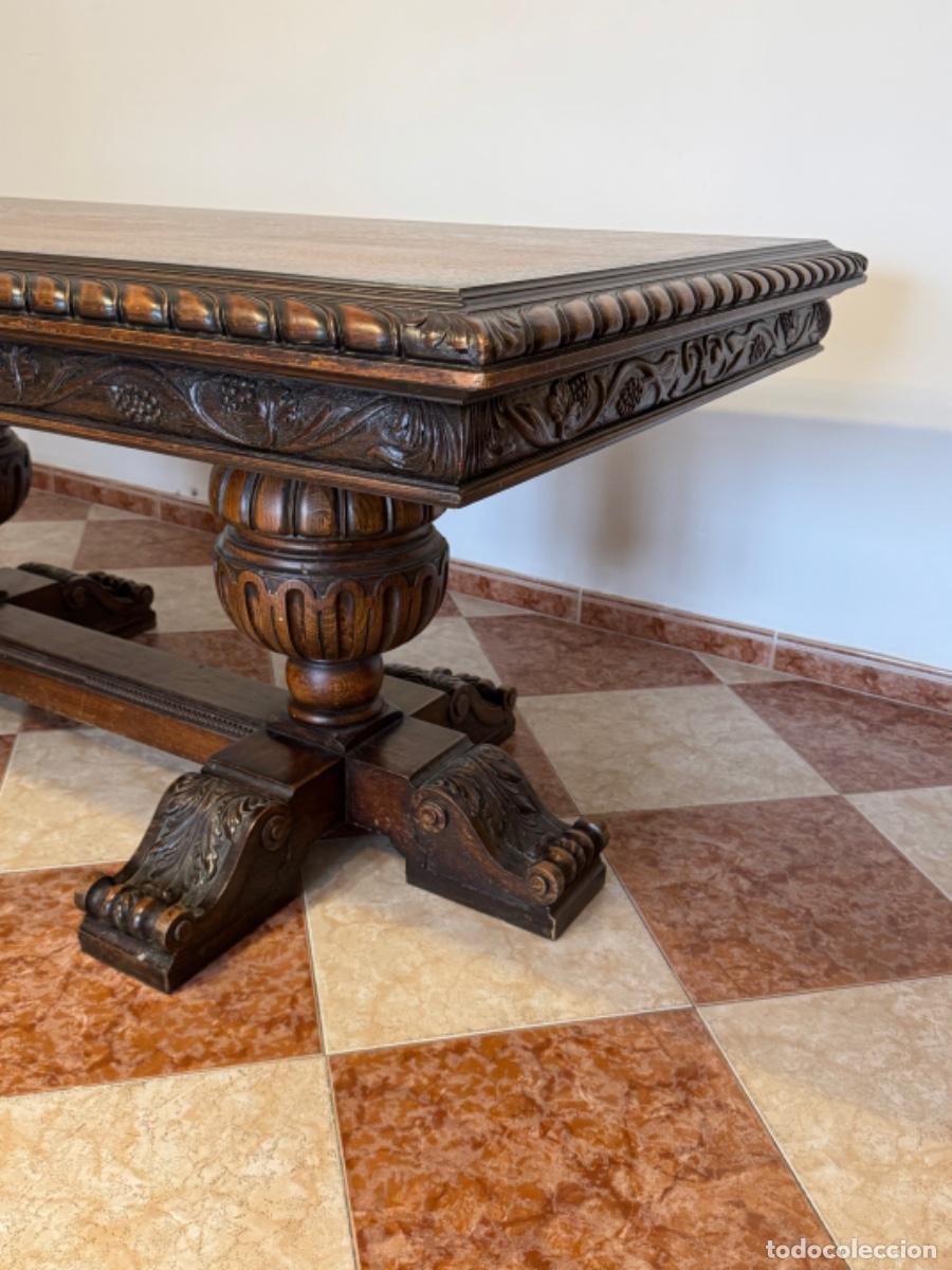 Antig&uuml;edades: ANTIGUA MESA DE COMEDOR EN ROBLE TALLADO - Foto 6