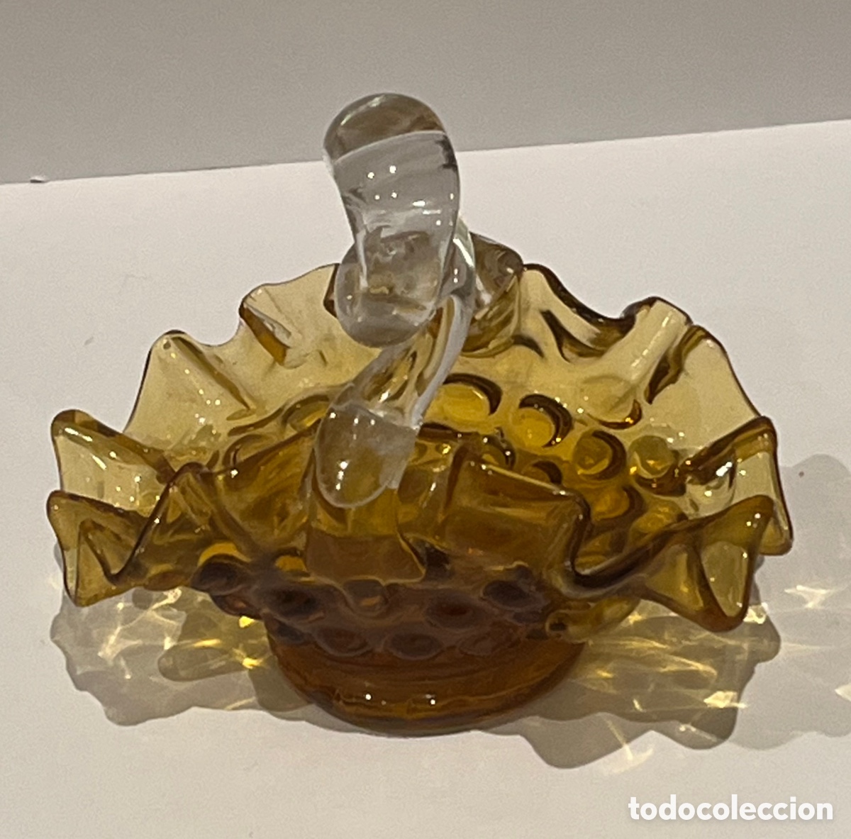 Antig&uuml;edades: CESTA DE CRISTAL, COLOR AMBAR - Foto 3