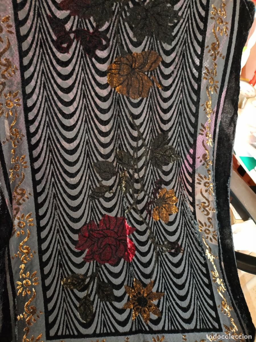 Antig&uuml;edades: Antiguo chal fular echarpe de seda 65% y rayon 35% - Foto 3