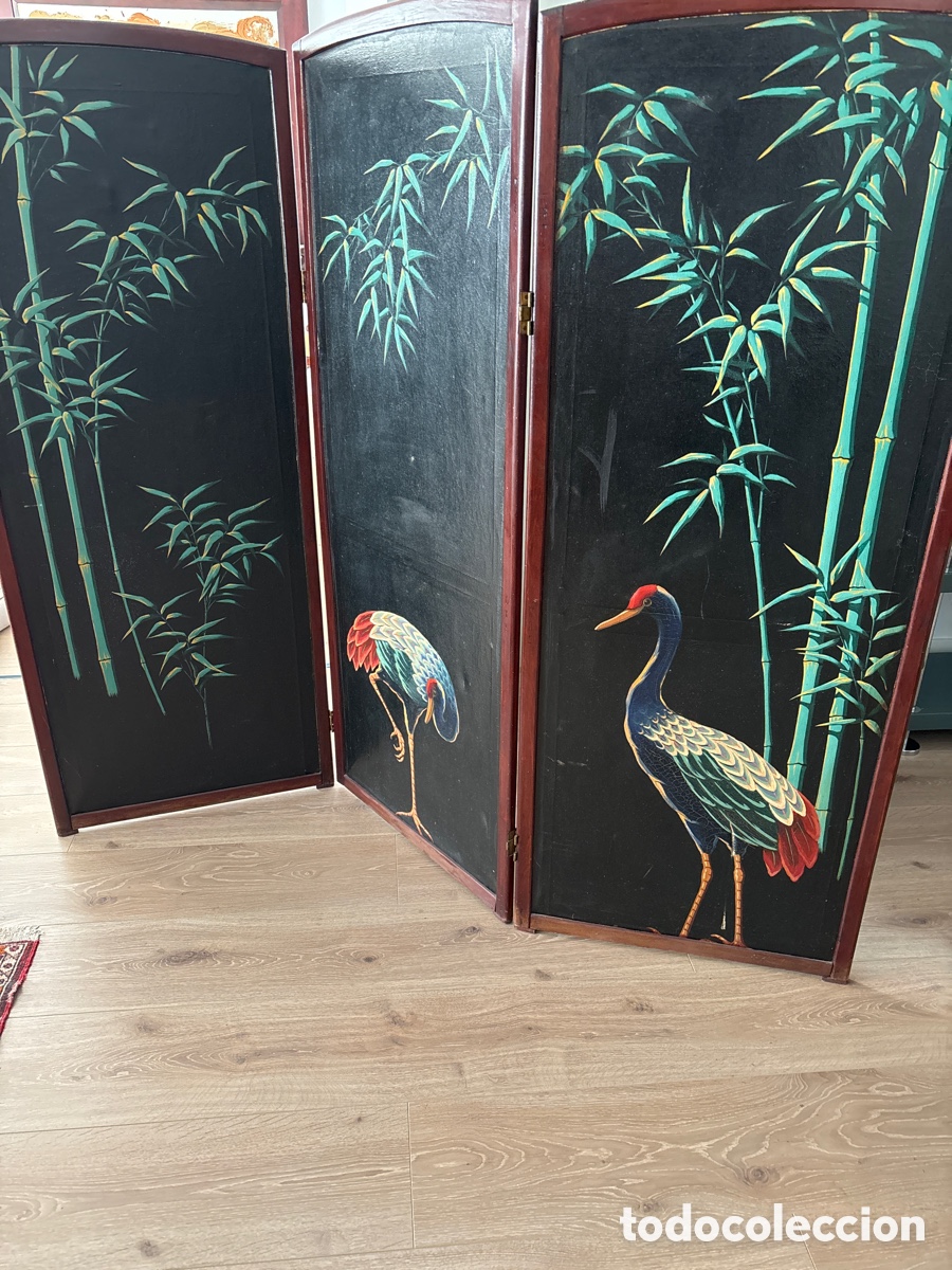 Antig&uuml;edades: Biombo pintado a mano - Foto 2